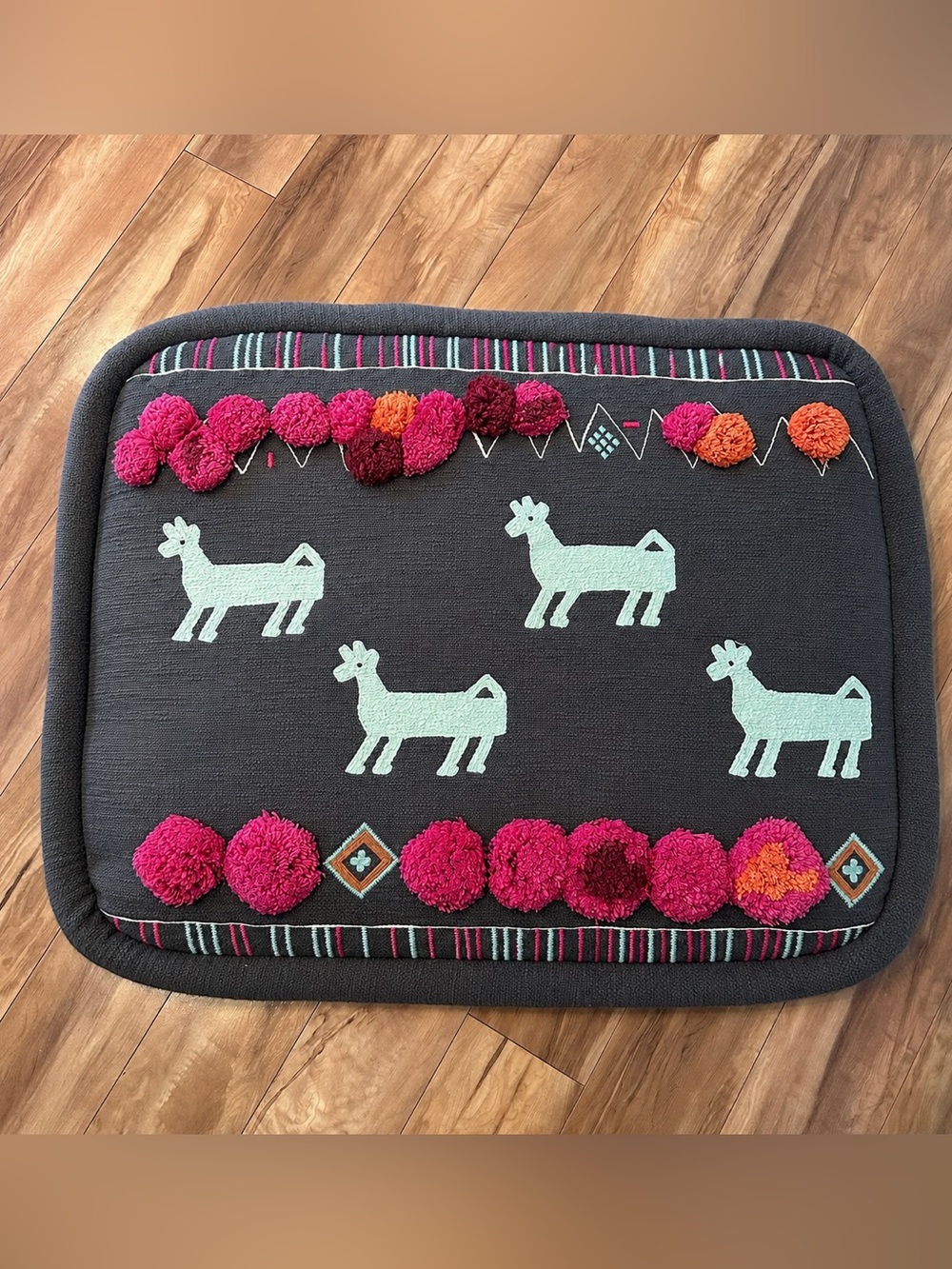Anthropologie Sit. Stay. Love Pom Pom Dog Bed Boho Dog Pillow Cover 32” x 24”